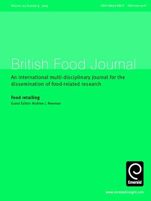 cover image of British Food Journal, Volume 105, Issue 9